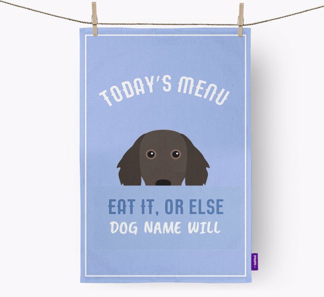 'Eat It, Or Else {dogsName} Will' - Personalized {breedFullName} Dish Towel